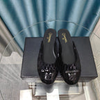 CHANEL MULE IN BLACK SATIN AND LAMBSKIN