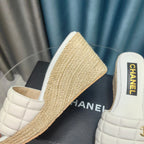 CHANEL WEDGE WHITE SHEEPSKIN