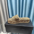 CHANEL THICK-SOLE SLIPPERS PEANUT BROWN SATIN