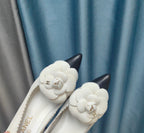 CHANEL HIGH HEELS 80 MM IN WHITE SUEDE AND BLACK CALFSKIN WITH FLOWER