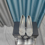CHANEL HIGH HEELS 80 MM IN SPANISH GRAY SUEDE AND BLACK CALFSKIN WITH FLOWER