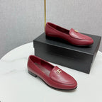 CHANEL LOAFERS 25S IN DARK RED CALFSKIN GOLD HARDWARE WITH STONES
