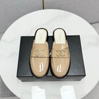 CHANEL FLAT MULE 25S IN LIGHT BEIGE CALFSKIN STYLE 9