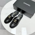 CHANEL FLAT MULE 25S IN BLACK CALFSKIN STYLE 7