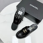 CHANEL FLAT MULE 25S IN BLACK CALFSKIN STYLE 7