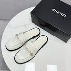 CHANEL FLAT MULE 25S IN WHITE CALFSKIN STYLE 5
