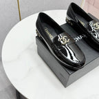 CHANEL LOAFER 25S IN BLACK GLOSSY LEATHER WITH GOLD HARDWARE