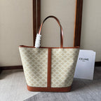 CELINE TRIOMPHE CANVAS 31.5 IN PRINTED CALFSKIN BROWN WHITE