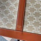 CELINE TRIOMPHE CANVAS 31.5 IN PRINTED CALFSKIN BROWN WHITE