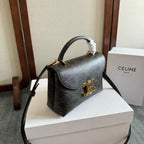 CELINE TEEN NINO BAG 20 IN BLACK TRIOMPHE CANVAS GOLD HARDWARE