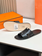 HERMES IZMIR SANDAL BLACK LAMBSKIN WITH PATTERNS