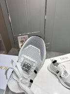 DIOR CD RUN SNEAKER 25S IN BLACK AND WHITE MESH FABRIC TWO-TONE SOLE
