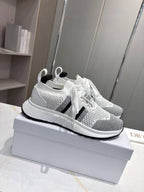 DIOR CD RUN SNEAKER 25S IN BLACK AND WHITE MESH FABRIC TWO-TONE SOLE