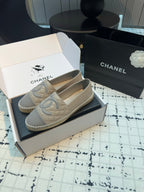 CHANEL ESPADRILLES LOAFERS IN FLINT GREY LAMBSKIN