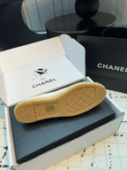 CHANEL ESPADRILLES LOAFERS IN BLACK MIX WHITE LAMBSKIN