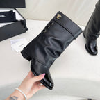 CHANEL SHORT BOOTS 55 MM IN BLACK LAMBSKIN WITH GOLD HARDWARE