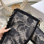 DIOR NAUGHTILY-D BOOT BLACK TRANSPARENT MESH AND SUEDE EMBROIDERED WITH ROSES MOTIF 35 MM