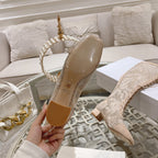 DIOR NAUGHTILY-D BOOT NUDE BEIGE TRANSPARENT MESH AND SUEDE EMBROIDERED WITH ROSES MOTIF 35 MM