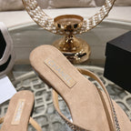 CHANEL RHINESTONES THONG SANDAL IN SEPIA TAN SUEDE