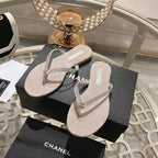 CHANEL RHINESTONES THONG SANDAL IN PALE PINK SUEDE