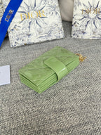 DIOR LADY JASMINE CARD HOLDER 10 IN LIGHT GREEN QUILTED PATENT CALFSKIN
