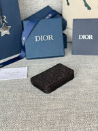 DIOR ZIPPED MINI WALLET 10 IN BLACK MONOGRAM OBLIQUE JACQUARD