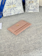 DIOR CARO FREESIA CARD HOLDER 10 IN BABY PINK CANNAGE CALFSKIN