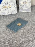 DIOR FREESIA CARD HOLDER 10 IN BABY BLUE QUILTED ALLOVER CALFSKIN