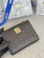 DIOR BIFOLD WALLET 11 IN BLACK QUILTED ALLOVER CALFSKIN