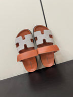HERMES CHYPRE SANDAL ORANGE MIX CREAM CALFSKIN