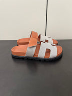 HERMES CHYPRE SANDAL ORANGE MIX CREAM CALFSKIN