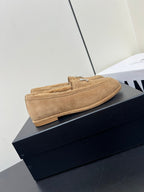 CHANEL LOAFER IN SEPIA TAN SUEDE AND SOLF FLEECE LINING