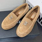 CHANEL LOAFER IN SEPIA TAN SUEDE AND SOLF FLEECE LINING