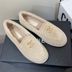 CHANEL LOAFER IN BEIGE SUEDE AND SOLF FLEECE LINING