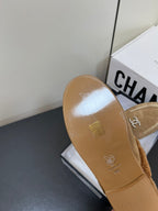 CHANEL LOAFERS MULE IN PEANUT BROWN SUEDE AND FLEECE LINING