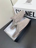 CHANEL LOAFERS MULE IN DESERT BROWN SUEDE AND FLEECE LINING