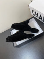 CHANEL LOAFERS MULE IN BLACK SUEDE AND FLEECE LINING