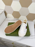 GUCCI JULIO SNEAKER WITH WEB WHITE CANVAS