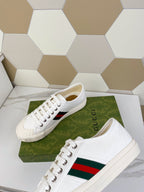 GUCCI JULIO SNEAKER WITH WEB WHITE CANVAS