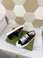 GUCCI JULIO SNEAKER WITH WEB BLACK CANVAS