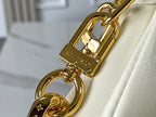 LOUIS VUITTON COUSSIN PM 26 IN CREAM RED MONOGRAM EMBOSSED LAMBSKIN GOLD HARDWARE