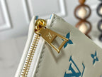 LOUIS VUITTON COUSSIN PM 26 IN WHITE BLUE MONOGRAM EMBOSSED LAMBSKIN GOLD HARDWARE