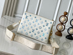 LOUIS VUITTON COUSSIN PM 26 IN WHITE BLUE MONOGRAM EMBOSSED LAMBSKIN GOLD HARDWARE
