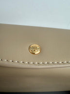 CELINE 25S TRIO FLAP 22MM IN DARK BEIGE SMOOTH LAMBSKIN GOLD HARDWARE