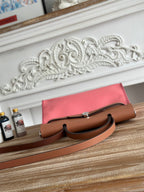 HERMES ZIP CABINE 31 BAG IN PUNCH PINK CANVAS AND BRONZE BROWN CALFSKIN