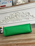HERMES ZIP CABINE 31 BAG IN EMERALD GREEN CANVAS AND BLACK CALFSKIN