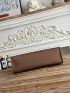 HERMES ZIP CABINE 31 BAG IN CHOCOLATE BROWN CANVAS AND BLACK CALFSKIN