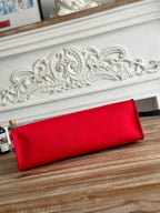 HERMES ZIP CABINE 31 BAG IN CLASSIC RED CANVAS AND BLACK CALFSKIN