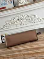 HERMES ZIP CABINE 31 BAG IN CHOCOLATE BROWN CANVAS AND BLACK CALFSKIN