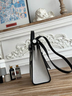 HERMES ZIP CABINE 31 BAG IN BLACK MIX WHITE CANVAS AND CALFSKIN